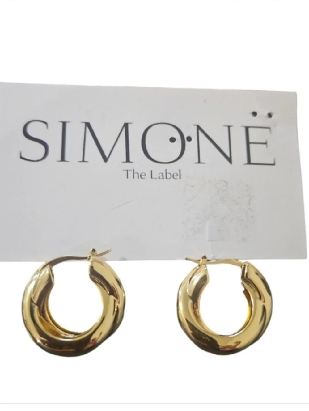 NWT Simone The Label 18k Gold Plated Tube Hoop Earring